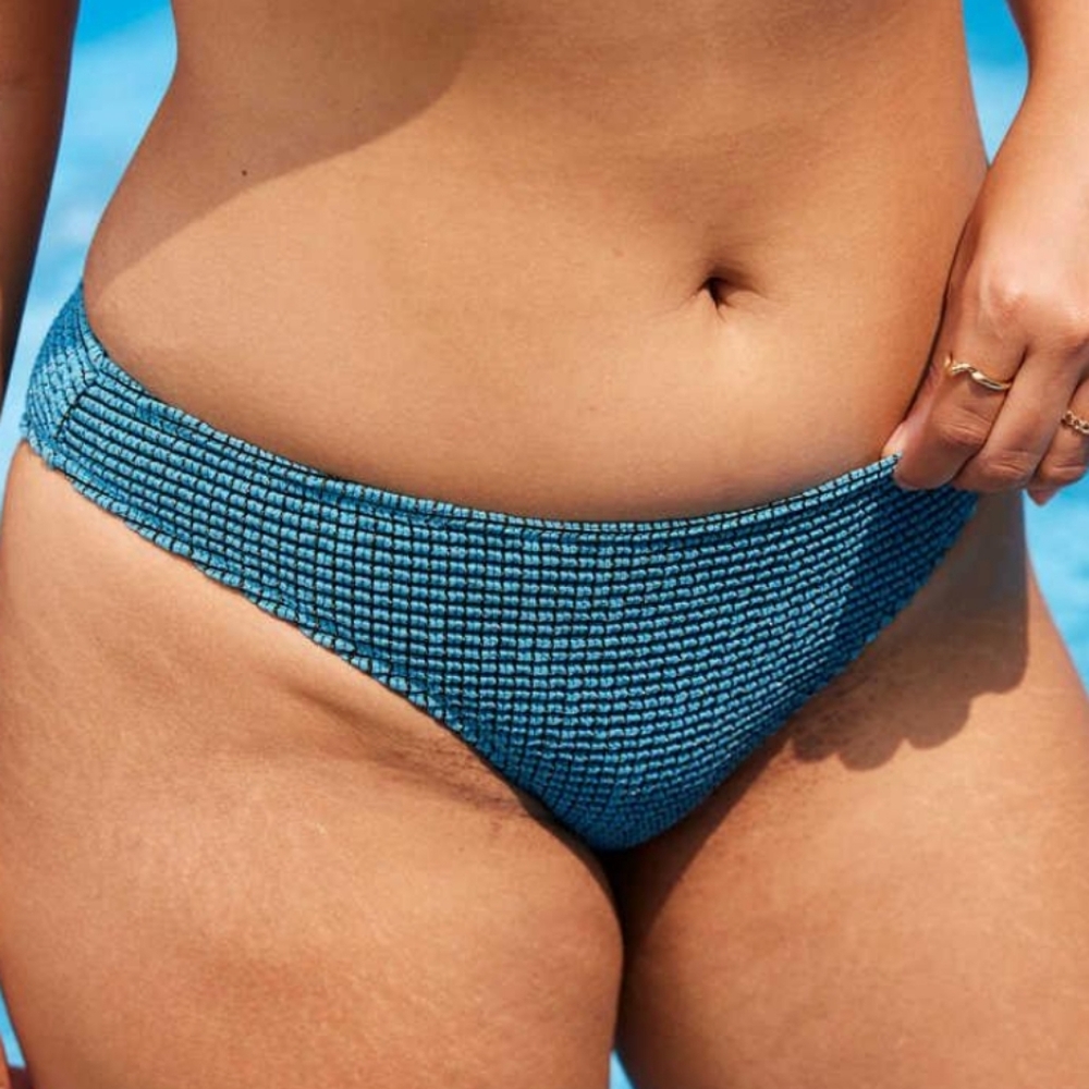 NWT Aerie Lurex Crinkle Full Coverage Bikini Bottom Size Small